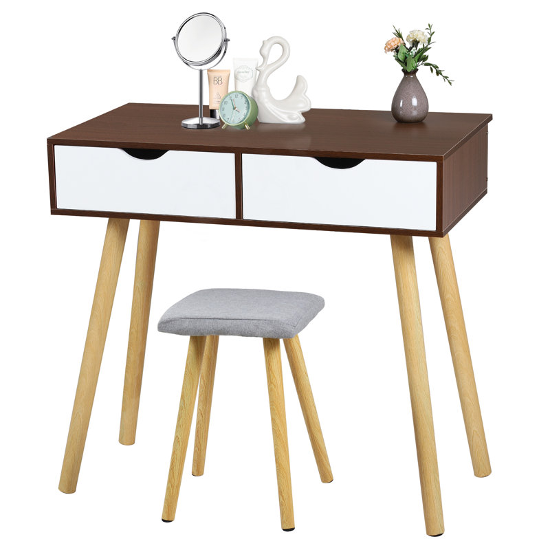 Corrigan Studio® Solid Wood Vanity Set with Stool Wayfair